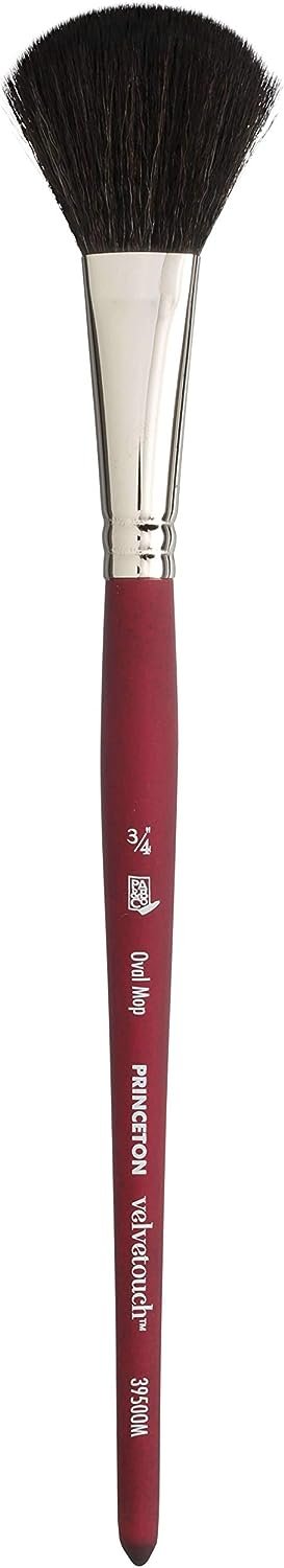 Princeton Artist Brush Oval Mop Princeton Velvetouch Artiste, Mixed-Media Brush for Acrylic, Watercolor & Oil, Series 3950 Luxury Synthetic, Size 3/4
