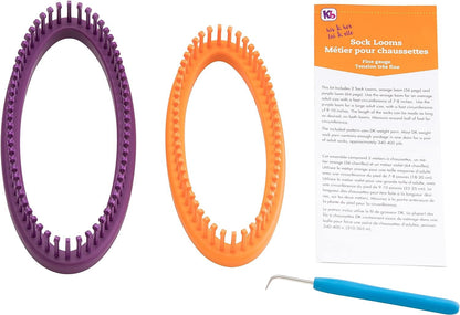 Authentic Knitting Board His and Her Sock Looms, Purple/Orange