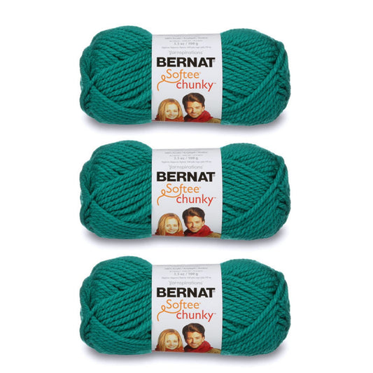 Bernat Softee Chunky Yarn (3 Ball Pack), 3 Pack, Emerald, 3 Count