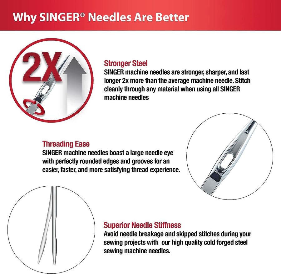 SINGER Titanium Universal Regular and Ball Point Machine Needles Combo Pack