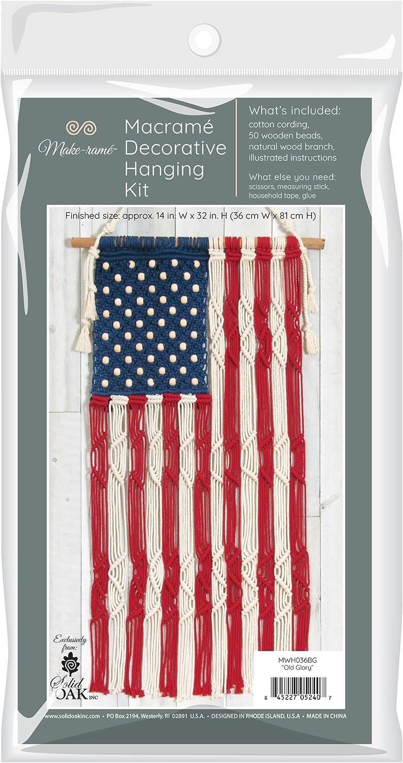Solid Oak Make-Rame Macrame Wall Hanging Old Glory Kit