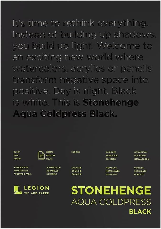 Stonehenge Aqua Black Pad, 140lb, Coldpress, 5 x 7 Inches, 15 Sheets