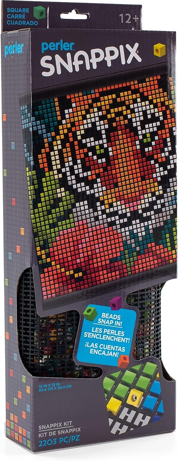 Perler Snappix No-Iron Fuse Bead Craft Kit for Kids, 12" x 12", Multicolor 2203 Piece
