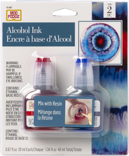 Mod Podge, Fun Brights Alcohol Set of 2 .67 fl oz / 20 ml Kit, DIY Epoxy Resin Ink Supplies for Arts and Crafts, 25286