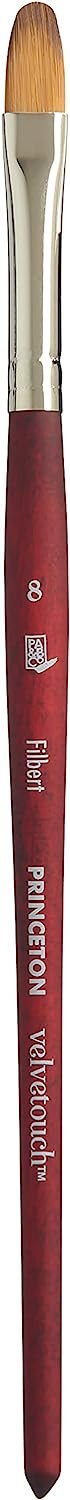 Princeton Velvetouch, Series 3950, Paint Brush for Acrylic, Oil and Watercolor, Filbert, 8