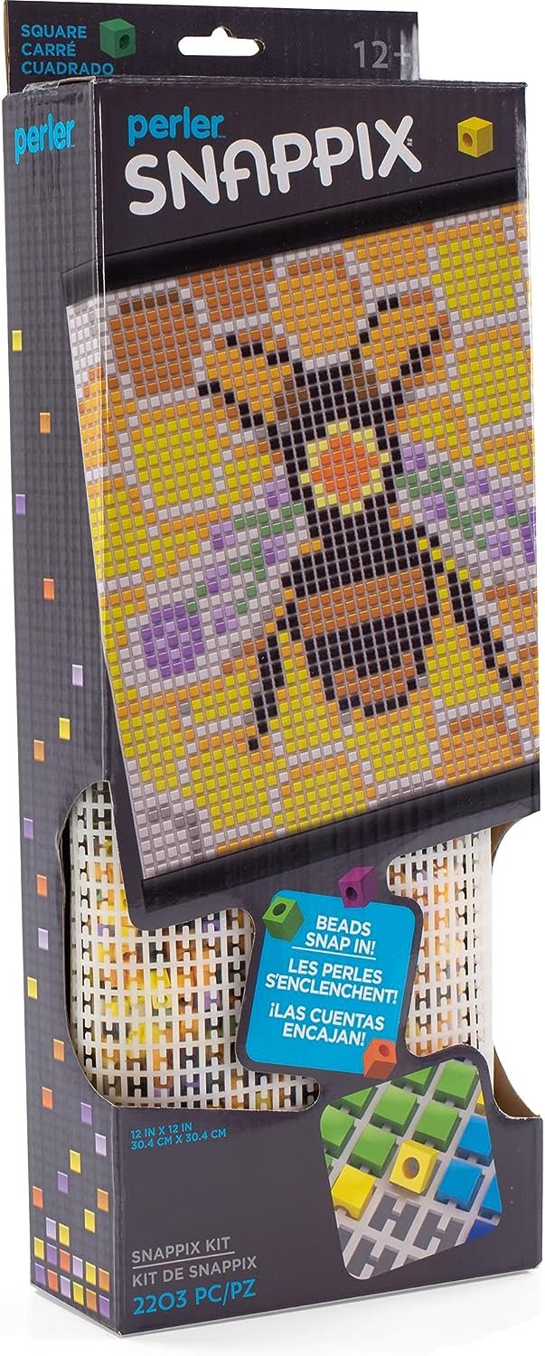 Perler Snappix No-Iron Fuse Bead Craft Kit for Kids, 12" x 12", Multicolor 2203 Piece