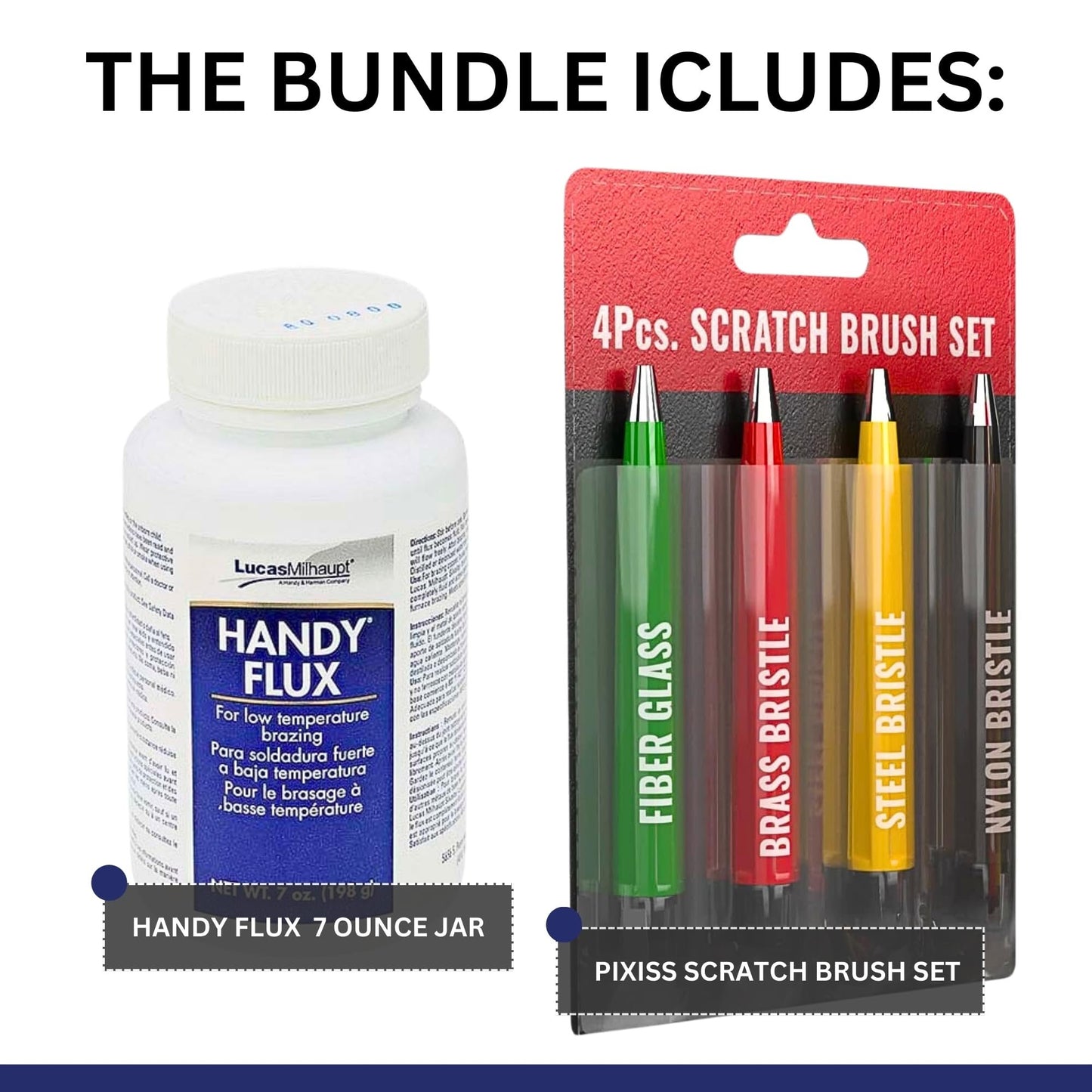 Handy Flux 7oz with 4-Piece Pixiss Scratch Brush Pen Set – Includes Fiberglass, Brass, Steel, and Nylon Brushes for Soldering, Rust Removal, Circuit Board Cleaning, and Polishing