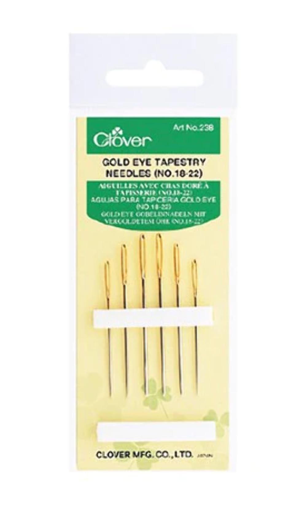 Clover Gold Eye Tapestry Needles No. 18-22, Asia XXL/us 14-18