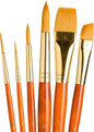 Princeton Real Value, Series 9100, Paint Brush Sets for Acrylic, Oil & Watercolor Painting, Syn-Gold Taklon (Rnd 1, 6, 12 Liner 2, ANG Shader 1/2, Wash 3/4)
