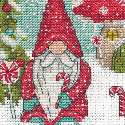 Dimensions 70-09002 Gnome for The Holidays Christmas Counted Cross Stitch Kit, 6" x 6", 14 Cnt. White Aida, 5pcs