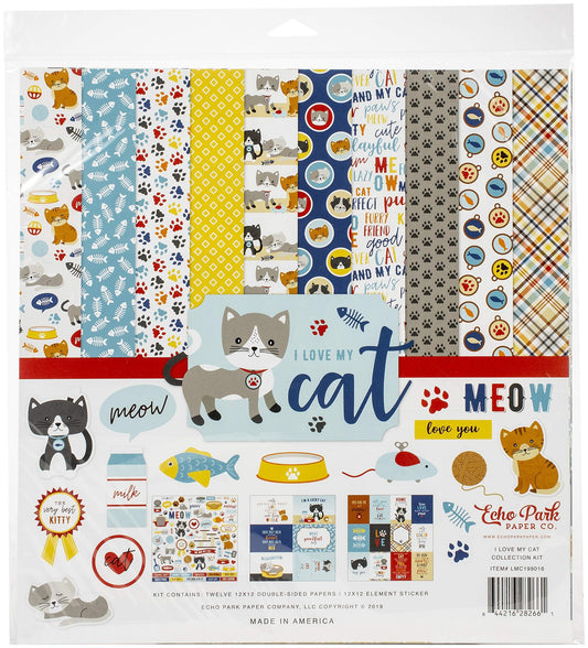 ECHO PARK PAPER COMPANY I LOVE MY CAT COLL 12X12 KIT