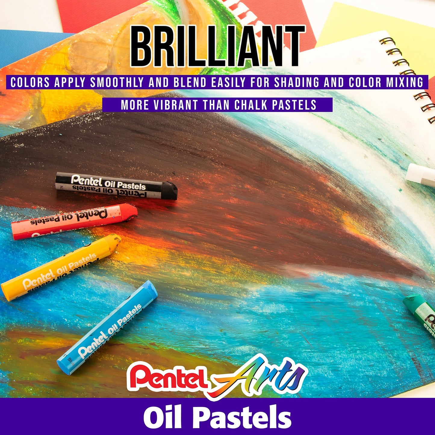 Pentel Arts Oil Pastel Set, 5/16 x 2-7/16 Inch, Assorted Colors, Set of 36
