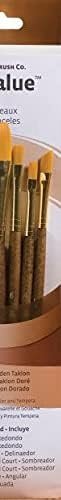 Princeton Art & Brush P9143 Real Value Brush Set, Synthetic Gold Taklon, Round 2 and 4, Liner 2/0, Shader 2 and 6