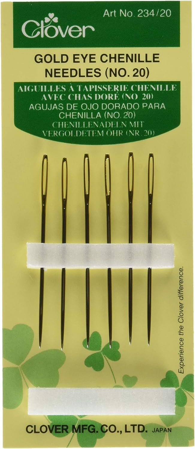 Clover Gold Eye Chenille Needles, 1 Count (Pack of 1), Size 20 6/Pkg