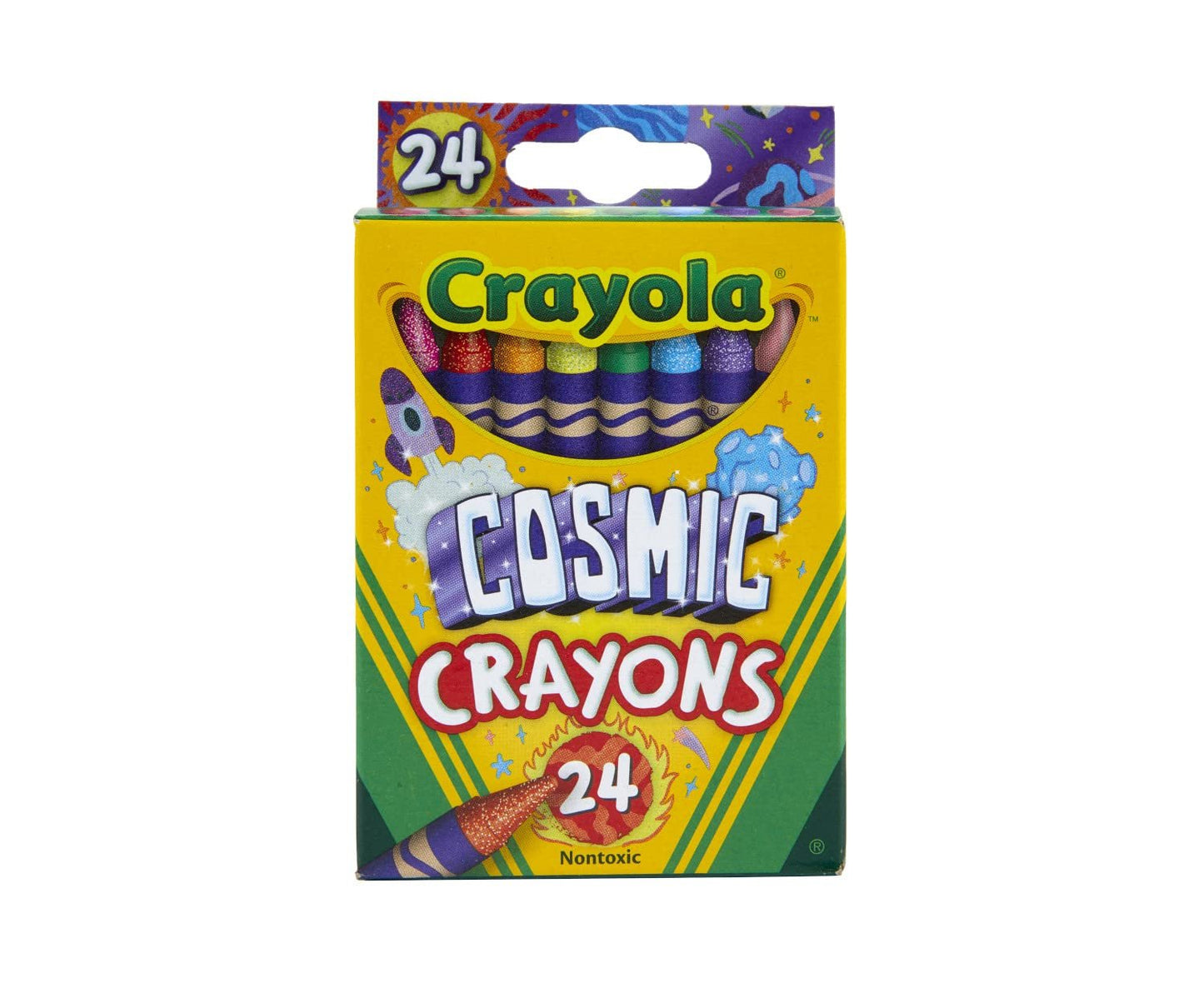 Crayola Cosmic Crayons, Pearl & Glitter Colors, 24ct Crayons, Gift for Kids, Ages 4 & up