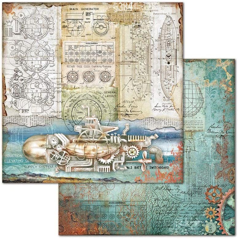 STAMPERIA INTERNATIONAL, KFT PAPER PAD 8X8 10PK SEA WORLD, 20.3 x 20.3 (8" x 8"), Multicoloured