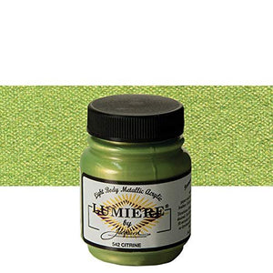 Jacquard Lumiere 2.25oz Fabric Paint Citrine - Metallic Paint for Fabric, Leather, Canvas, Paper and Wood - Light-bodied Metallic Acrylic Paint - Lightfast & Vibrant Metallic Acrylic Paints