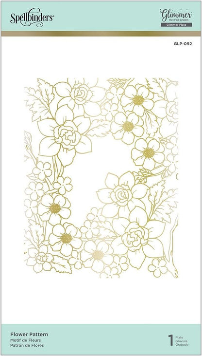 Spellbinders Flower Pattern Glimmer Hot Foil Plate, Metal, Large