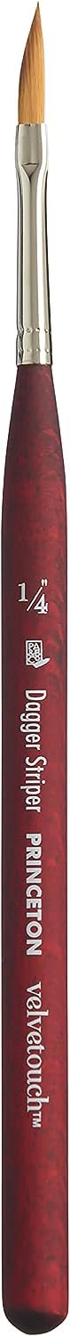 Princeton Velvetouch, Series 3950, Paint Brush for Acrylic, Oil and Watercolor, Mini- Dagger Striper, 1/4 Inch