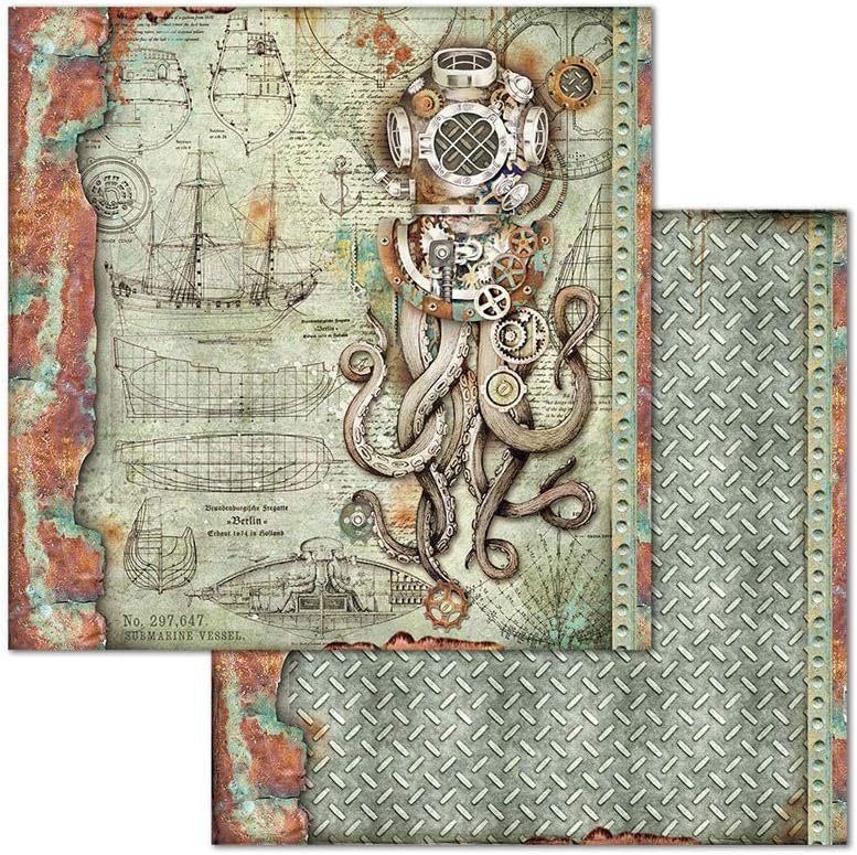STAMPERIA INTERNATIONAL, KFT PAPER PAD 8X8 10PK SEA WORLD, 20.3 x 20.3 (8" x 8"), Multicoloured