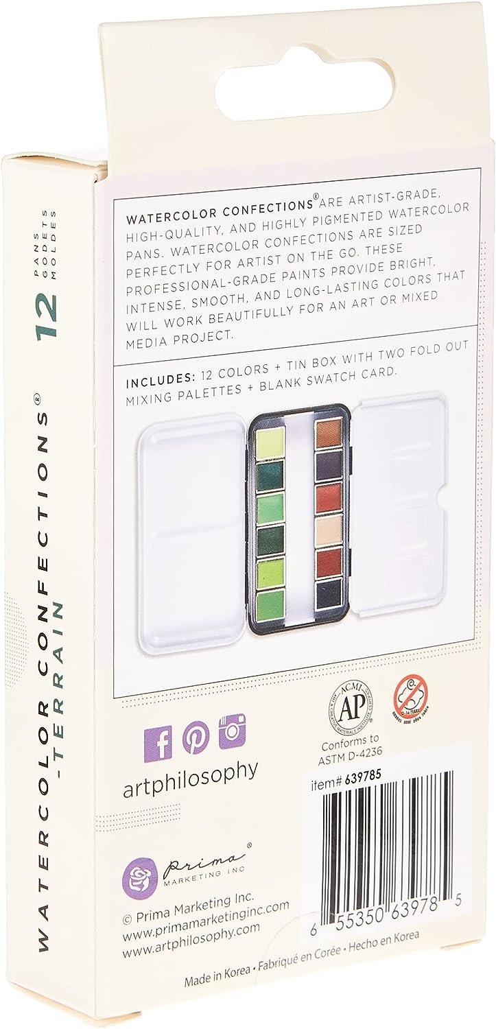 Prima Marketing Prima Confections Watercolor Pans 12/Pkg-Terrain, Original