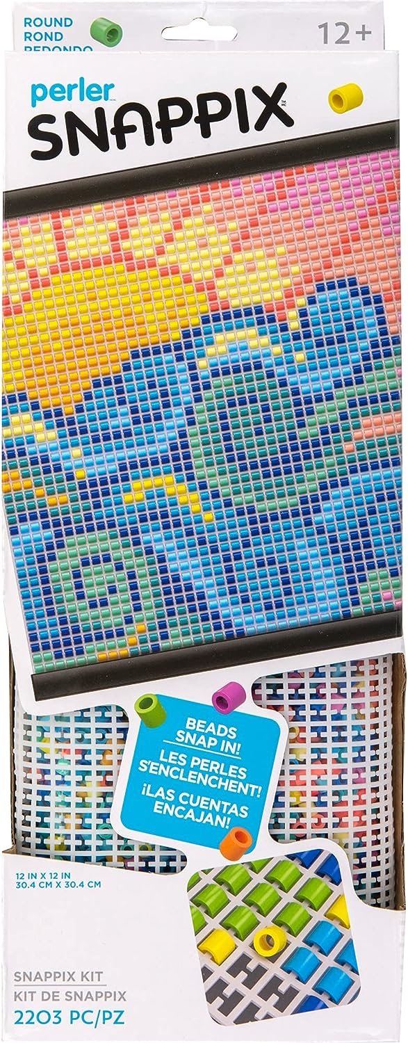 Perler Snappix No-Iron Fuse Bead Craft Kit for Kids, 12" x 12", Multicolor 2203 Piece