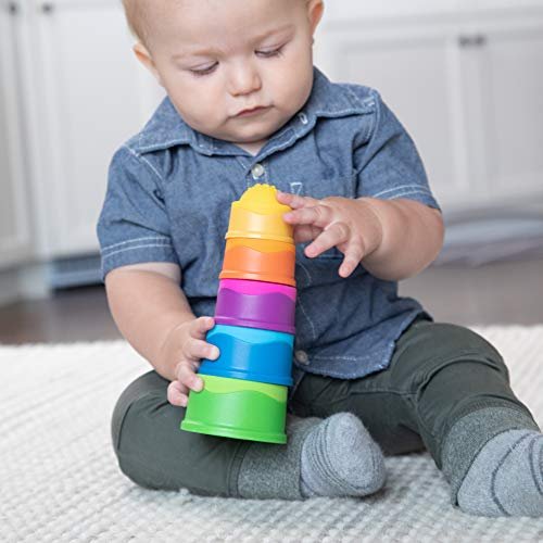 Fat Brain Toys Dimpl Stack - Popping Stack & Nest Sensory Toy for Toddlers