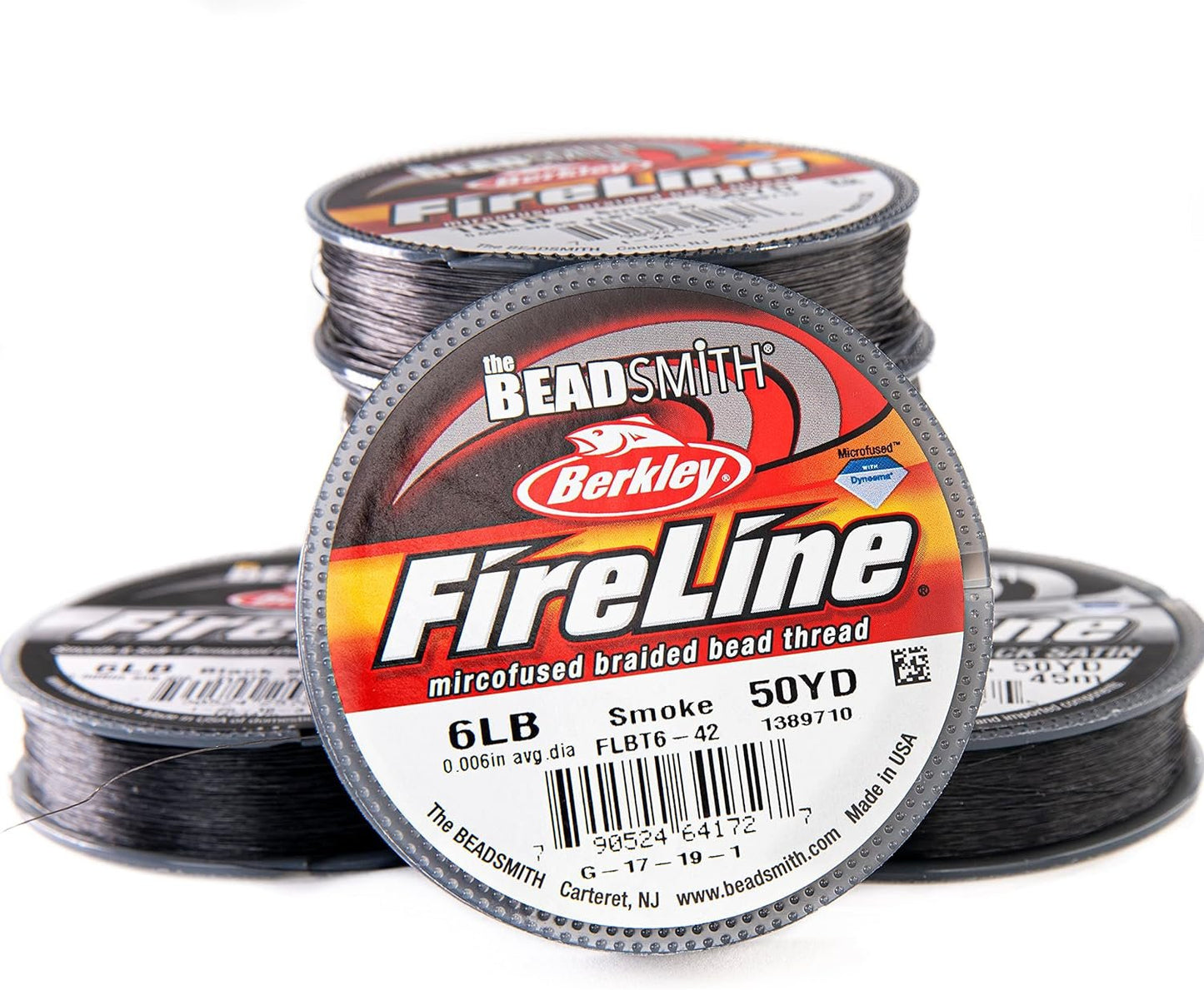 The Beadsmith Fireline by Berkley – Micro-Fused Braided Thread – 6lb. Test, 006”/.15mm Diameter, 50 Yard Spool, Smoke Grey – Super Strong Stringing Material for Jewelry Making and Bead Weaving