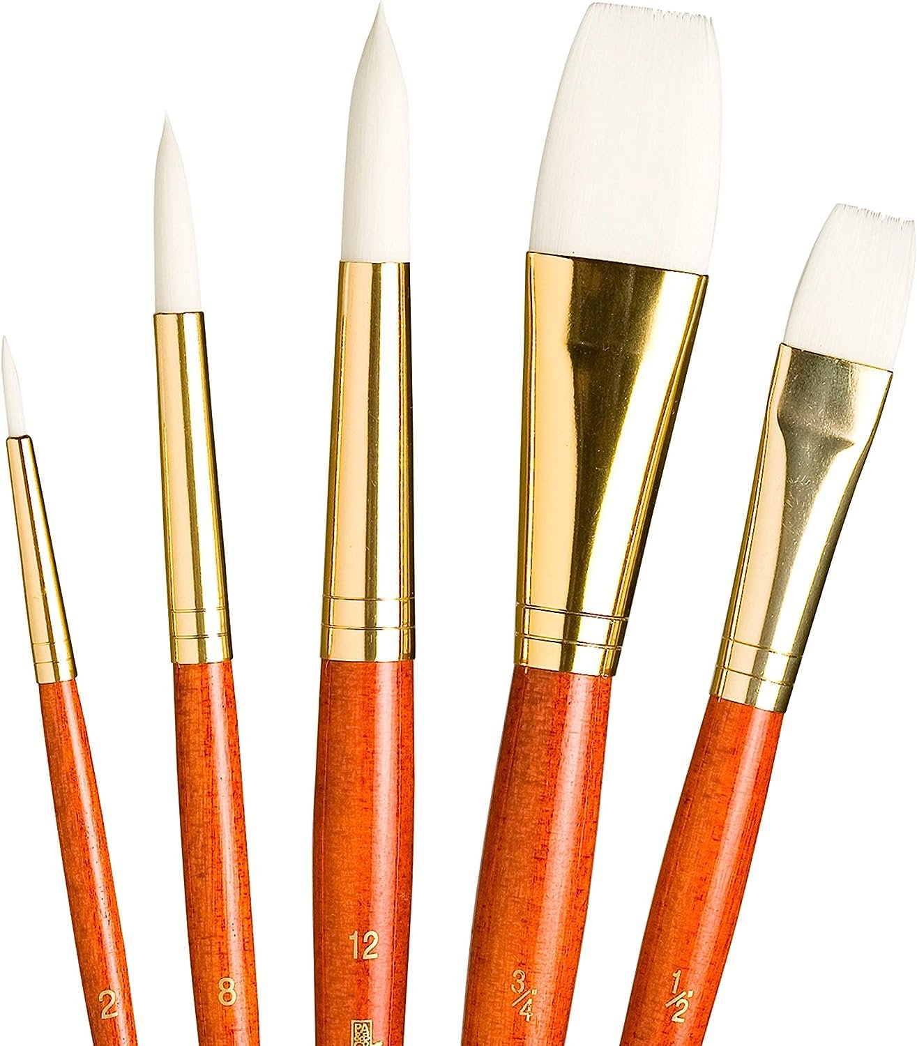 Princeton Real Value, Series 9100, Paint Brush Sets for Acrylic, Oil & Watercolor Painting, Syn-White Taklon (Rnd 2, 8, 12, Stroke 3/4, Wash 1/2)