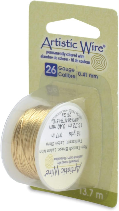 Artistic Wire Brass Gold Color Craft Wire - Solid Uncoated 10 12 14 16 18 20 22 24 26 28 30 32 32 Gauge Wrapping Jewelry Making & Crafting Wire