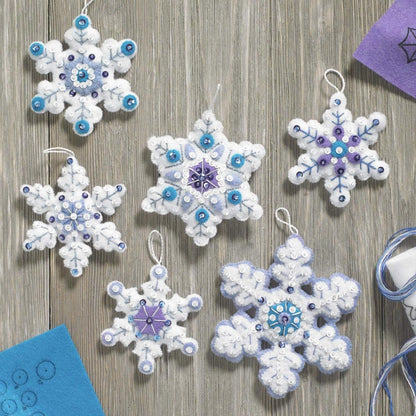 Bucilla Sparkle Snowflake Ornament Kit, 6 Count,Gold