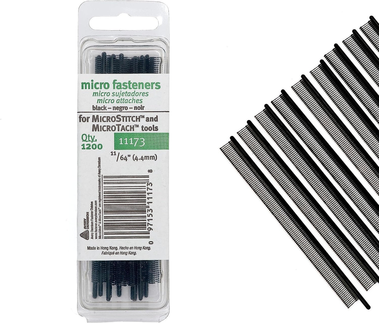 MicroStitch- 11173 4.4mm Micro Stitch Fastener Refills, Black 1,200/Pkg