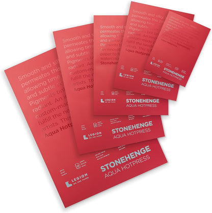 Stonehenge Aqua White Medium Weight Block, 140lb, Hotpress, 15 Sheets for Wet and Dry Media (9X12)