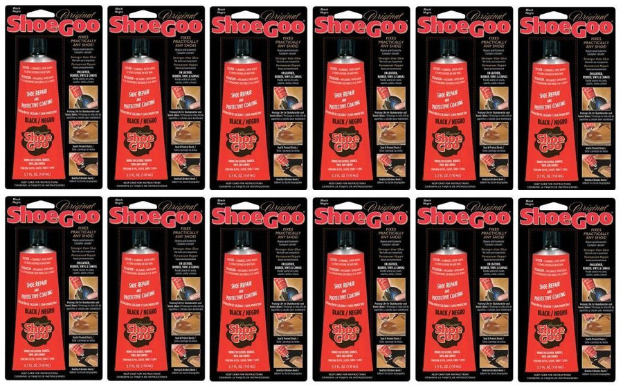 (12-Pack) Shoe Goo Black 3.7 Oz Footwear Adhesive Repair & Protective Coating