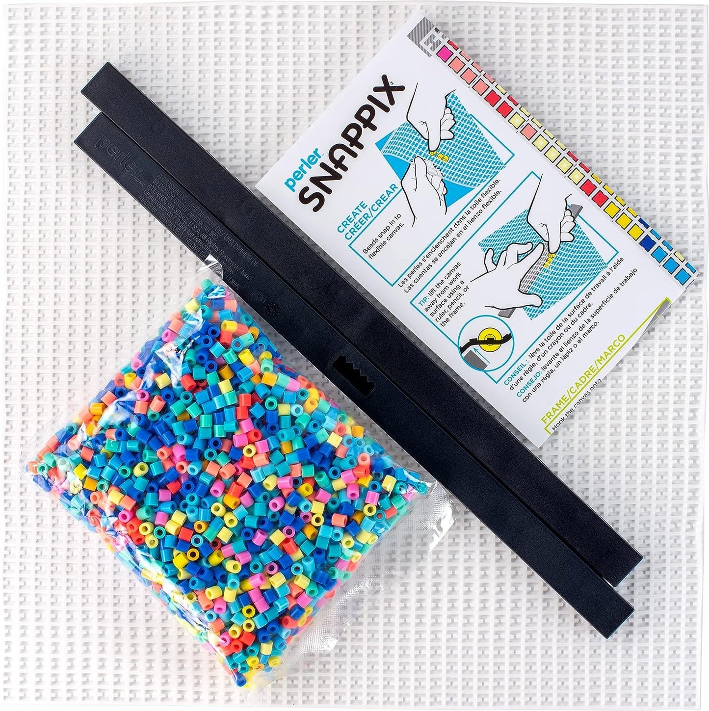 Perler Snappix No-Iron Fuse Bead Craft Kit for Kids, 12" x 12", Multicolor 2203 Piece