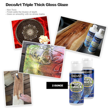 Triple Thick Gloss Glaze, 8-Ounce, Pixiss Foam Brush Applicators and Brush Applicator
