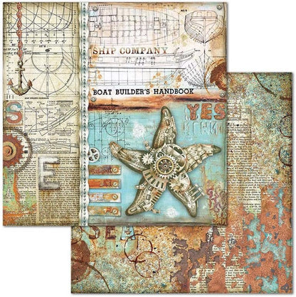 STAMPERIA INTERNATIONAL, KFT PAPER PAD 8X8 10PK SEA WORLD, 20.3 x 20.3 (8" x 8"), Multicoloured