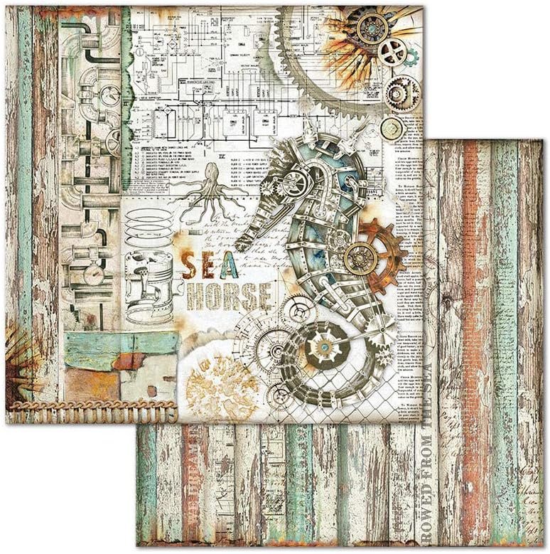 STAMPERIA INTERNATIONAL, KFT PAPER PAD 8X8 10PK SEA WORLD, 20.3 x 20.3 (8" x 8"), Multicoloured