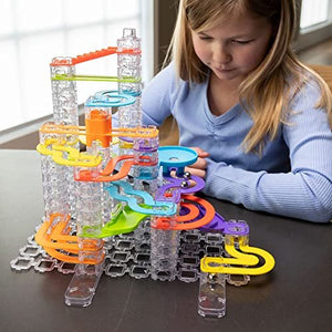 Fat Brain Toys Trestle Tracks Deluxe Set - 124-Piece Modular Marble Run, Ages 8+