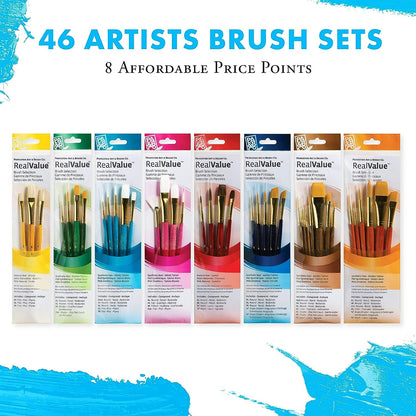 Princeton Real Value, Series 9100, Paint Brush Sets for Acrylic, Oil & Watercolor Painting, Syn-White Taklon (Rnd 2, 8, 12, Stroke 3/4, Wash 1/2)