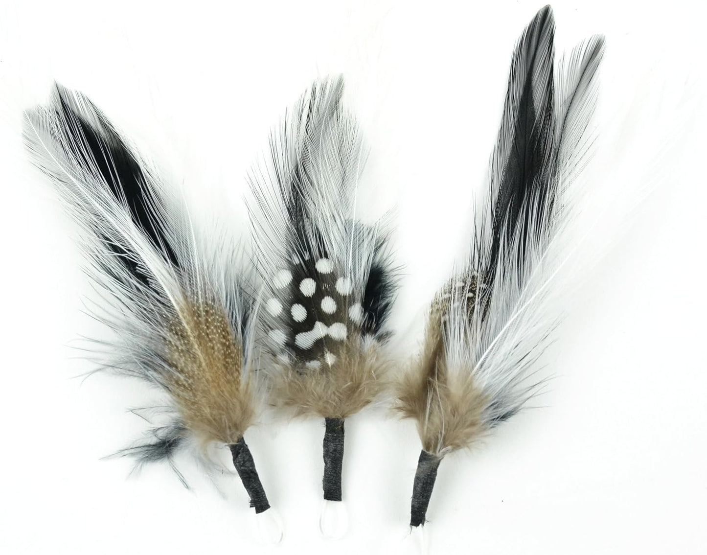 Touch of Nature 3-Piece Feather Pick with Nylon Loop for Arts and Crafts, 5-Inch, Black/White