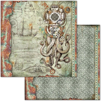 STAMPERIA INTERNATIONAL, KFT PAPER PAD 8X8 10PK SEA WORLD, 20.3 x 20.3 (8" x 8"), Multicoloured
