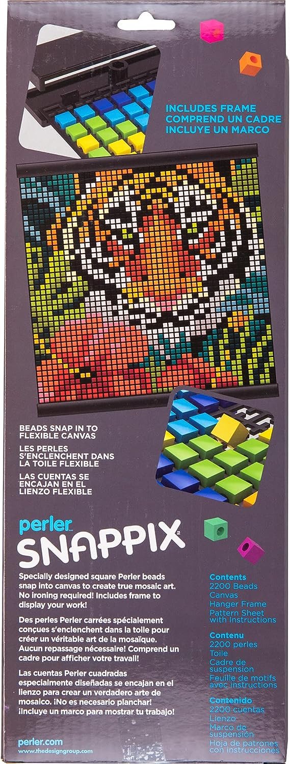 Perler Snappix No-Iron Fuse Bead Craft Kit for Kids, 12" x 12", Multicolor 2203 Piece