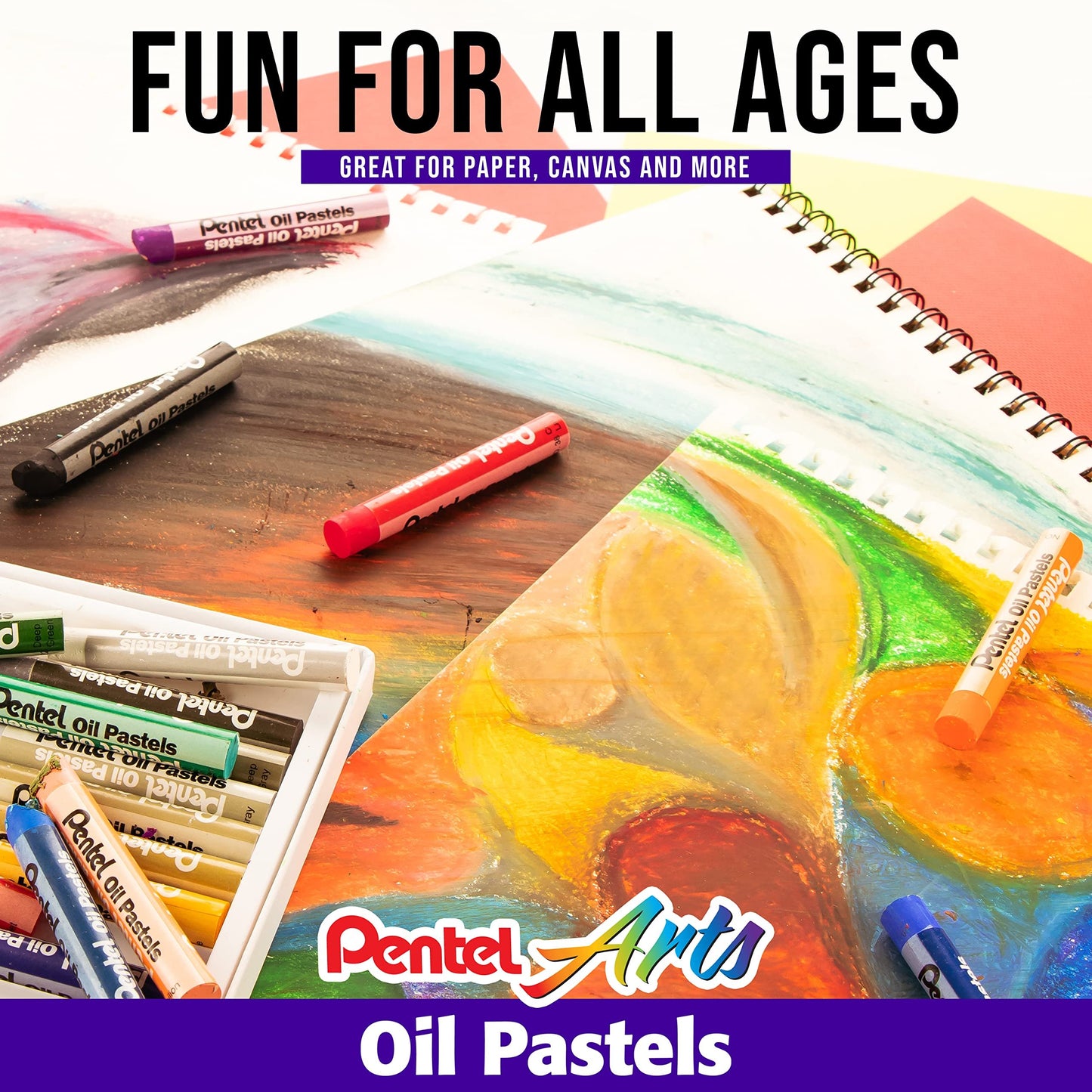 Pentel Arts Oil Pastel Set, 5/16 x 2-7/16 Inch, Assorted Colors, Set of 36