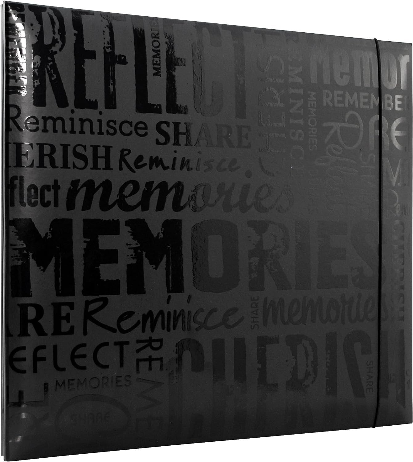 MCS MBI 13.5x12.5 Inch Embossed Gloss Expressions Scrapbook Album with 12x12 Inch Pages, Black, Embossed "Memories" (848121)