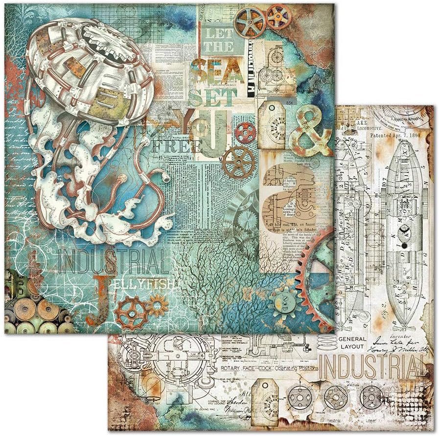 STAMPERIA INTERNATIONAL, KFT PAPER PAD 8X8 10PK SEA WORLD, 20.3 x 20.3 (8" x 8"), Multicoloured