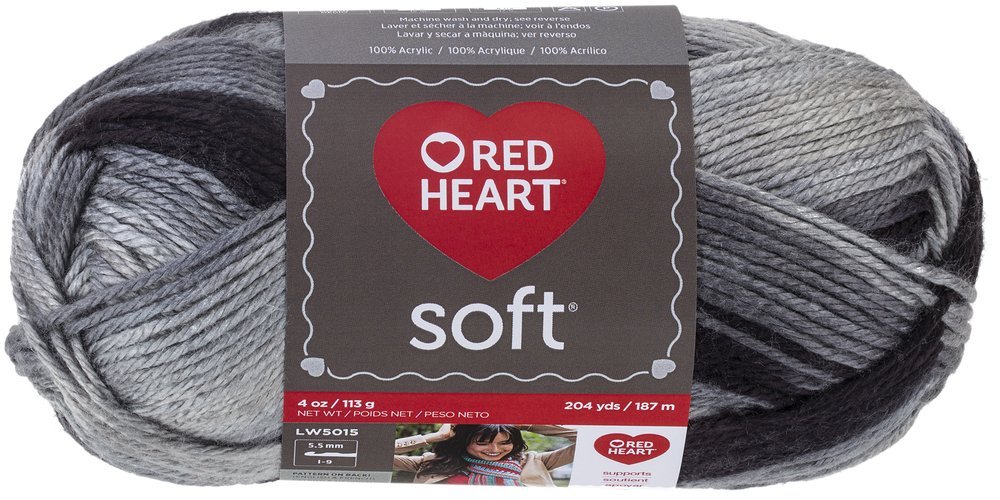 Red Heart Soft Yarn, Greyscale (E728.9931)