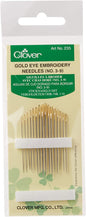 Clover Gold Eye Embroidery Needles Size 3-9 - 16 Pack