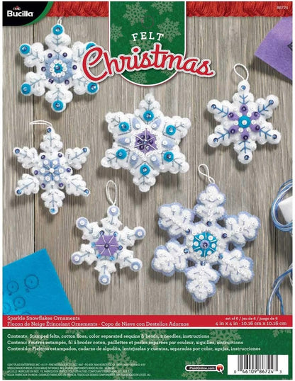 Bucilla Sparkle Snowflake Ornament Kit, 6 Count,Gold