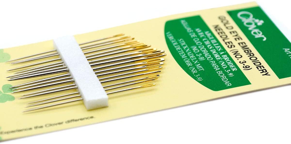 Clover Gold Eye Embroidery Needles Size 3-9 - 16 Pack